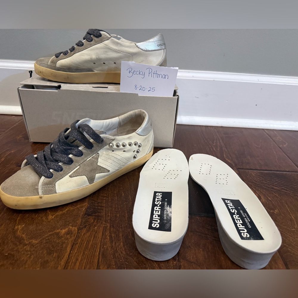 Golden Goose Gray and White Sneakers